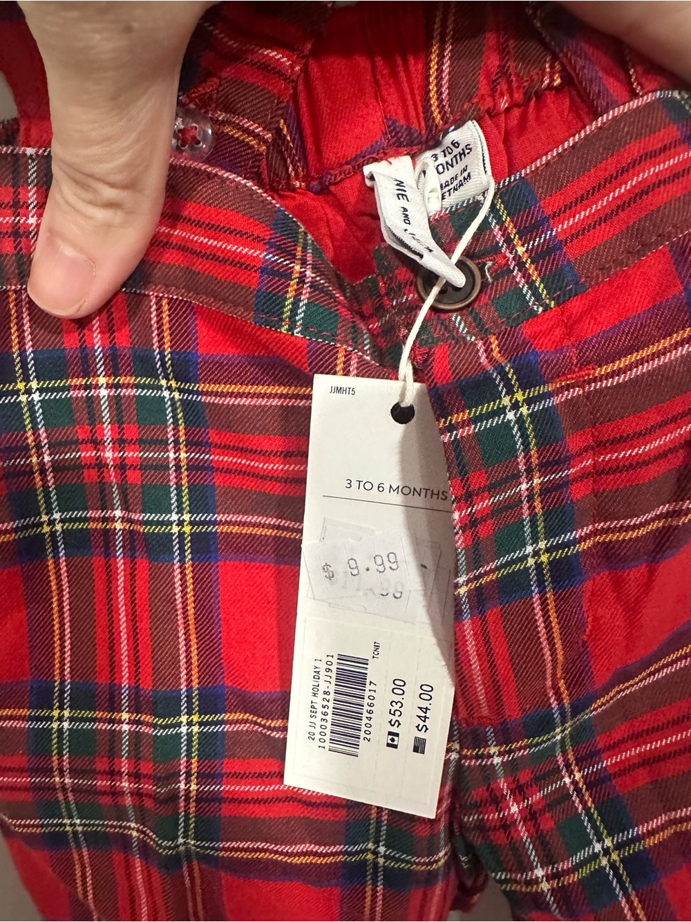 NWT Janie Jack Plaid Boys Girls Overalls 3-6 Months Holiday Red Green Tartan - Picture 3 of 3